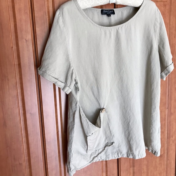Women’s Short Sleeve Linen Blend Top in size L - Picture 4 of 5